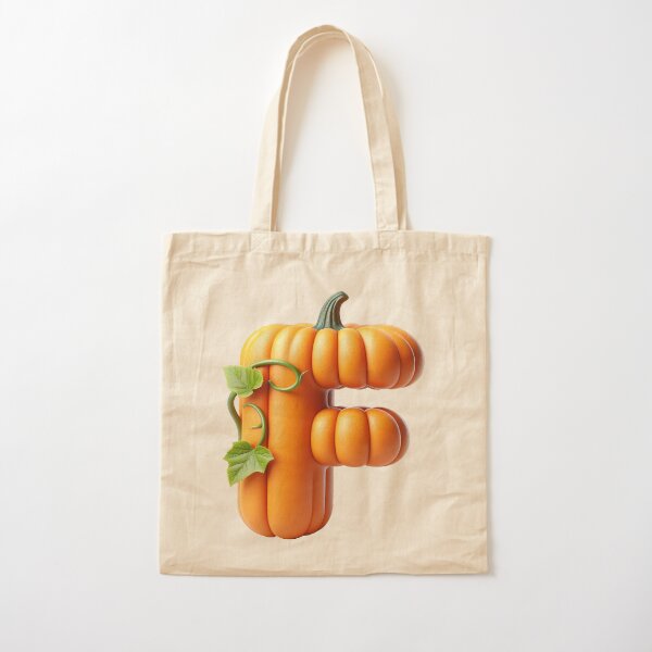PUMPKIN LETTER F Cotton Tote Bag