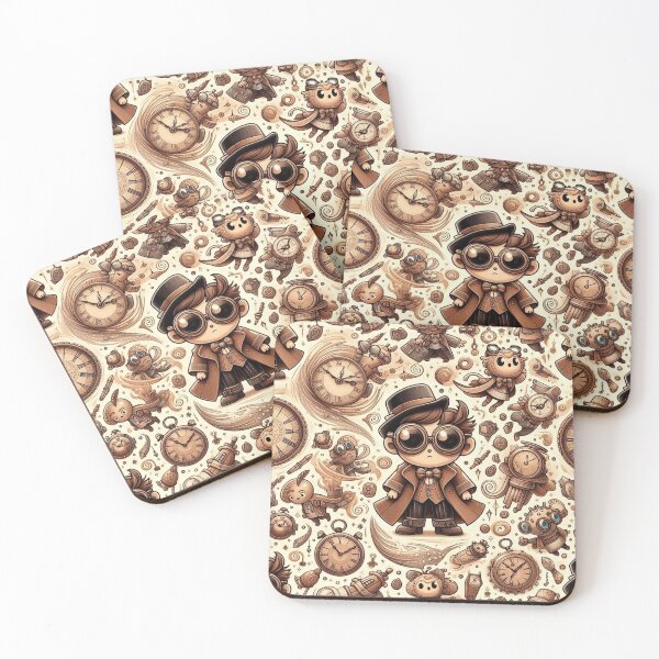 Item preview, Whimsical Time Travelers Fabric Pattern: Vintage Goggles and Anachronistic Adventures designed and sold by Rui Fernandes.