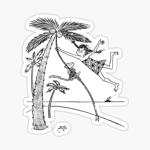 Pippi Longstocking at the beach Sticker