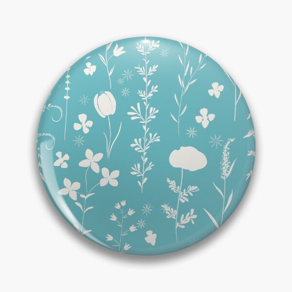 Item preview, white wildflowers in turquoise  green blue background  designed and sold by SelenePaintings .