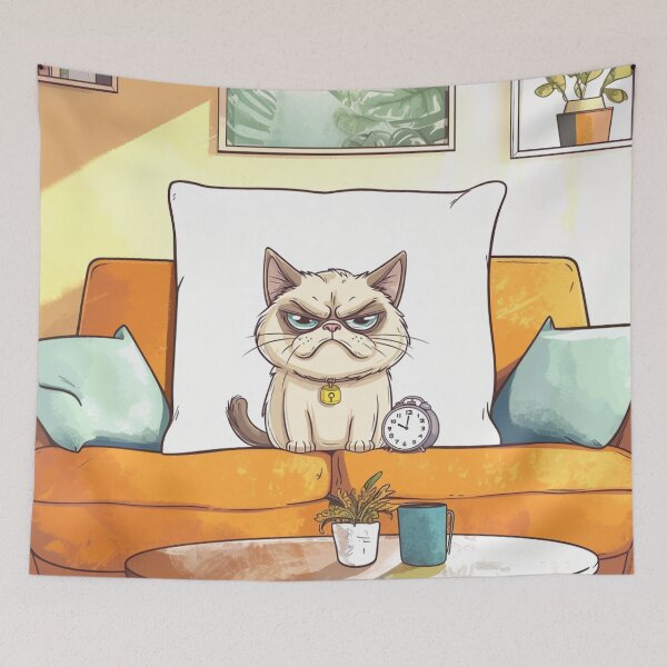 Item preview, Grumpy Cat Meme with Morning Sad Face  designed and sold by memememescat.