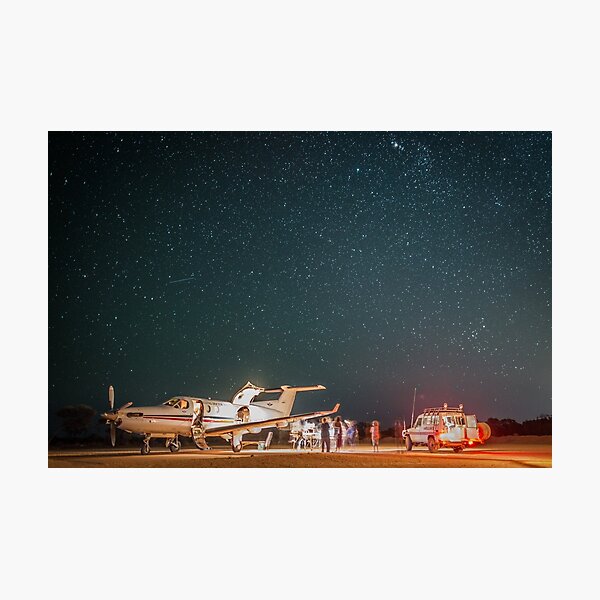 RFDS Evac Under a Starry Southern Sky - Tjuntjuntjara, Great Victoria Desert, WA - Take 2 Photographic Print
