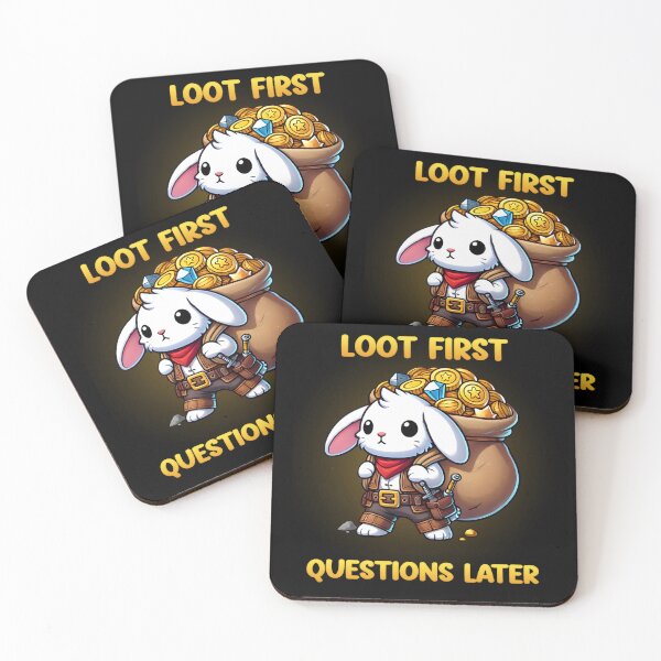 Item preview, Loot First, Ask Questions Later - RPG Bunny designed and sold by Mini Pandas.