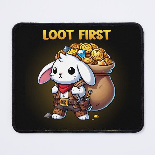 Item preview, Loot First, Ask Questions Later - RPG Bunny designed and sold by Mini Pandas.