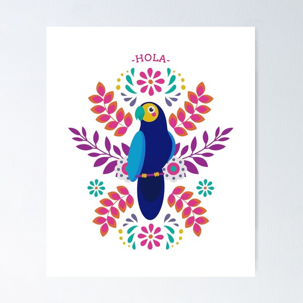 Item preview, Hola! with parrot and flowers Hispanic Heritage inspired T-Shirt  designed and sold by GuesthozGraphix.