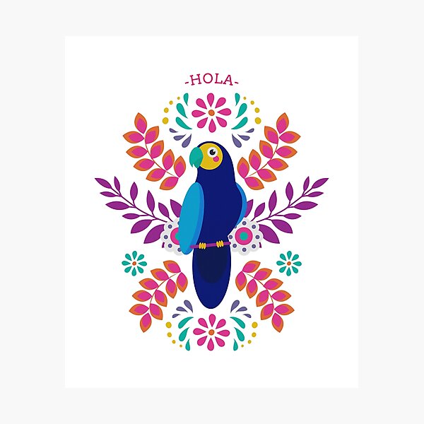 Item preview, Hola! with parrot and flowers Hispanic Heritage inspired T-Shirt  designed and sold by GuesthozGraphix.