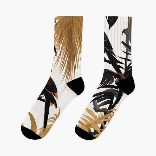 Item preview, FLORAL AND TROPICAL PATTERN O3  - Gift items and personal use / Gold,  Leaves, Black, Tropical,  Jungle, Hawaiian, Palm tree, Parrot designed and sold by LumDesignArt.