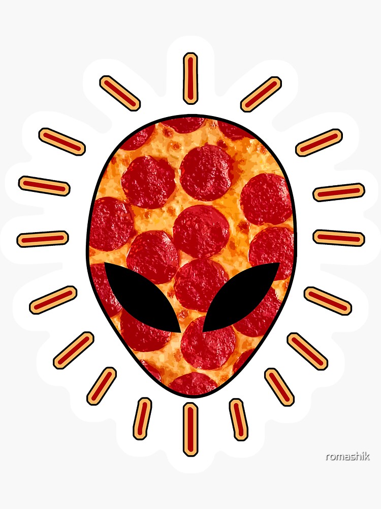 "Alien Pizza Head" Sticker for Sale by romashik Redbubble