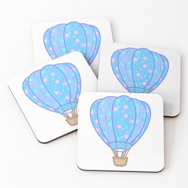 Item preview, Hot air balloon with sky blue stars designed and sold by OnlyStickersEle.