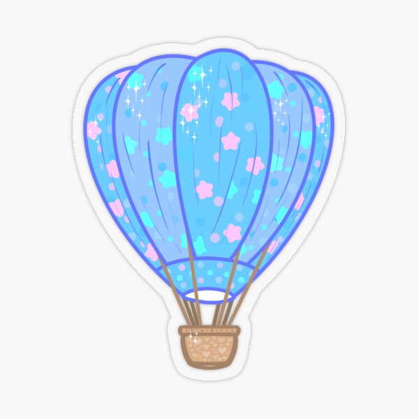 Item preview, Hot air balloon with sky blue stars designed and sold by OnlyStickersEle.