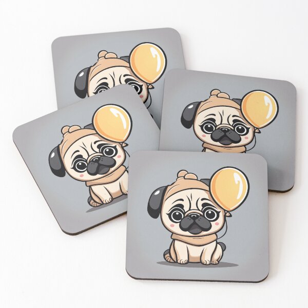 Item preview,  Cute Baby Wearing Pug Dog Costume with Bone Balloon Cartoon Vector Icon Illustration designed and sold by hjian8219.