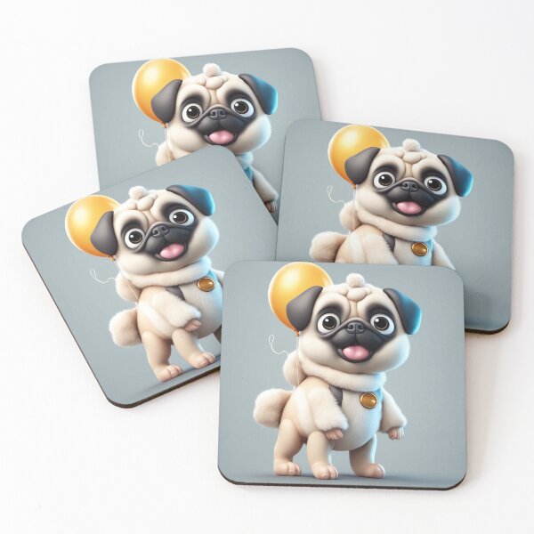 Item preview,  Cute Baby Wearing Pug Dog Costume with Bone Balloon Cartoon Vector Icon Illustration designed and sold by hjian8219.