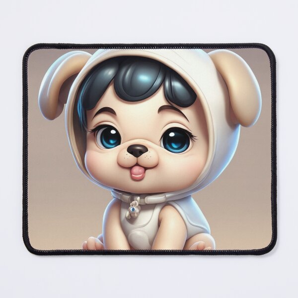 Item preview,  Cute Baby Wearing Pug Dog Costume with Bone Balloon Cartoon Vector Icon Illustration designed and sold by hjian8219.