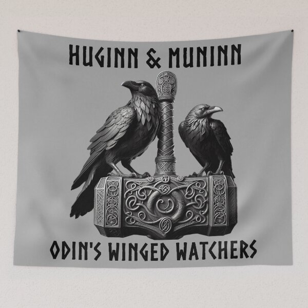 Item preview, Huginn Muninn Odin’s Ravens A Legendary Nordic Emblem designed and sold by HolidayT-Shirts.