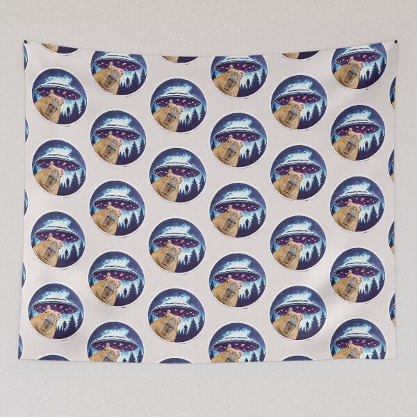Item preview, Funny  Capybara selfie with UFOs aliens invasion 2024 designed and sold by erozzz.