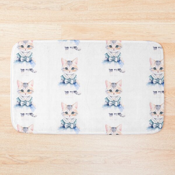 Item preview, Cute Cat wearing a blue retro dress designed and sold by Victoria Riabov.