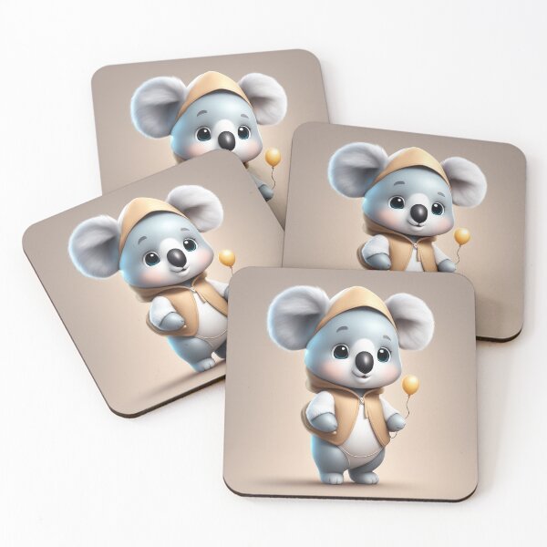 Item preview, Cute Baby Wearing Koala Costume with Wood Balloon Cartoon Vector Icon Illustration designed and sold by hjian8219.