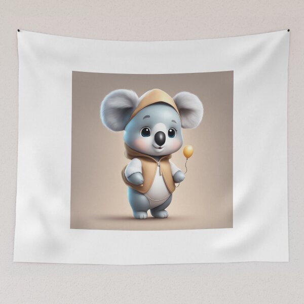 Item preview, Cute Baby Wearing Koala Costume with Wood Balloon Cartoon Vector Icon Illustration designed and sold by hjian8219.