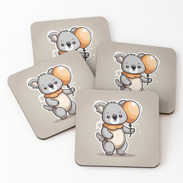 Item preview, Cute Baby Wearing Koala Costume with Wood Balloon Cartoon Vector Icon Illustration designed and sold by hjian8219.