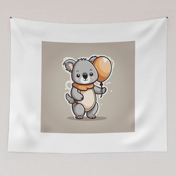 Item preview, Cute Baby Wearing Koala Costume with Wood Balloon Cartoon Vector Icon Illustration designed and sold by hjian8219.
