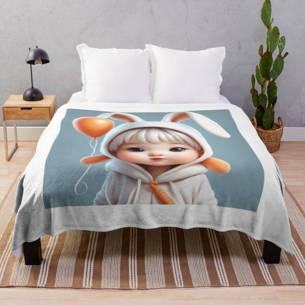 Item preview, Cute Baby Wearing Rabbit Costume with Carrot Balloon Cartoon Vector Icon Illustration designed and sold by hjian8219.