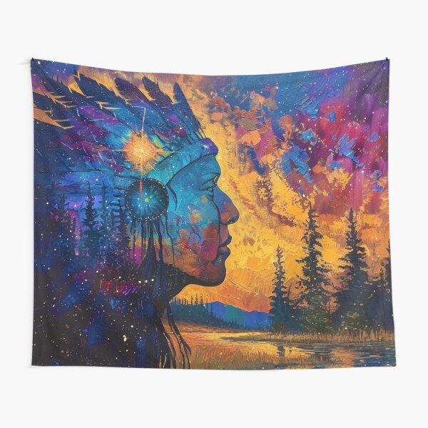 Item preview, Indigenous Native American Within Nature Silhouette designed and sold by FineArtsPro.