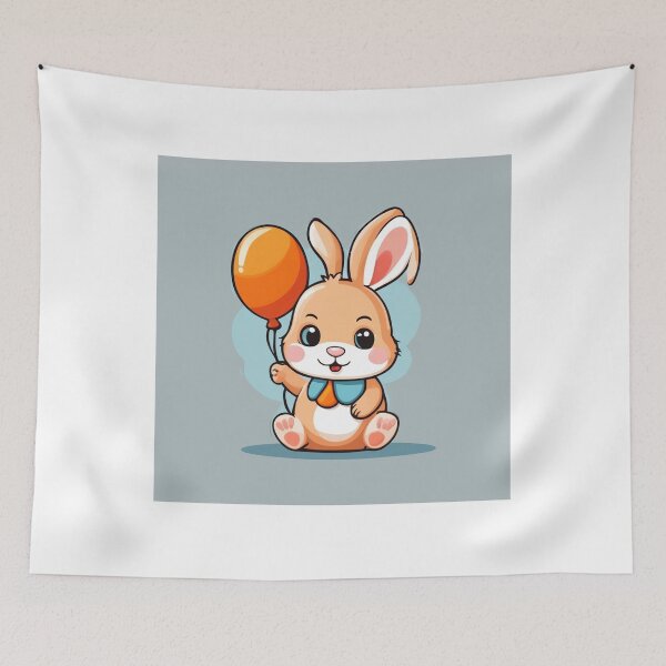 Item preview, Cute Baby Wearing Rabbit Costume with Carrot Balloon Cartoon Vector Icon Illustration designed and sold by hjian8219.