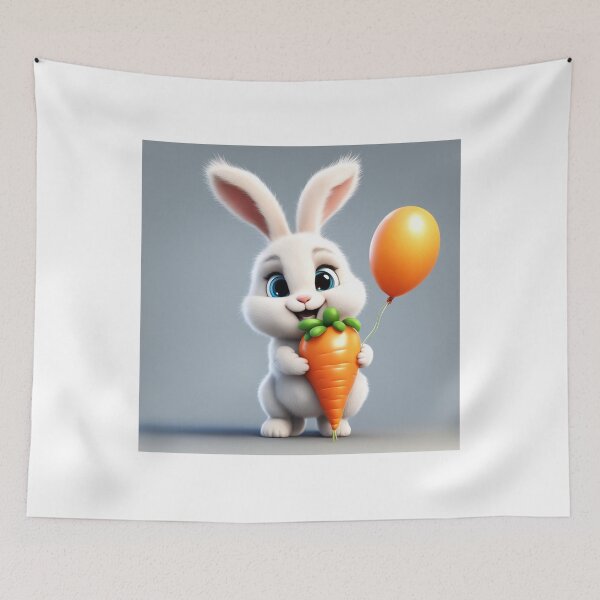 Item preview, Cute Baby Wearing Rabbit Costume with Carrot Balloon Cartoon Vector Icon Illustration designed and sold by hjian8219.