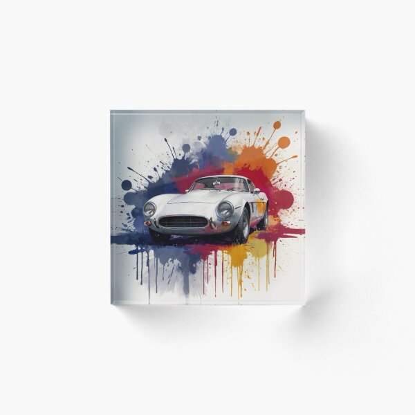 Item preview, Coche blanco con fondo de explosión de pintura. designed and sold by JohnChocolate.
