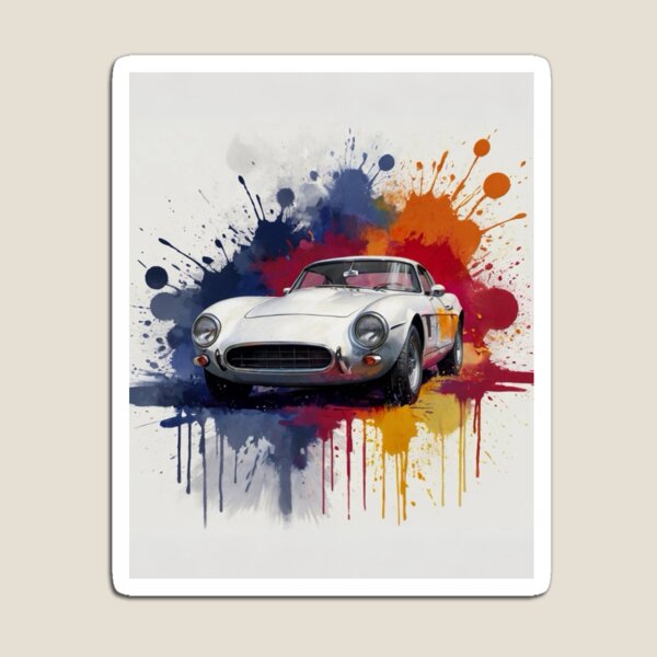 Item preview, White car with paint explosion background designed and sold by JohnChocolate.