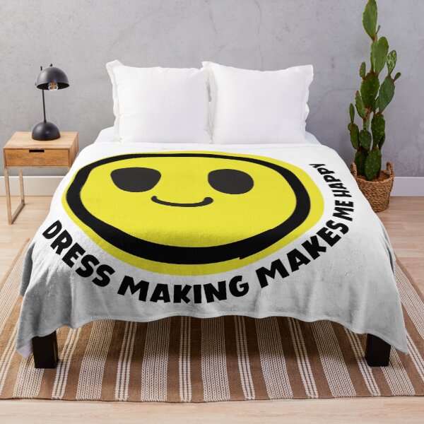 Item preview, Dressmaking makes me happy smile yellow face clothing seamstress tailor quilt knit crochet fashion designer dressmaker gift designed and sold by MetalicBabe.