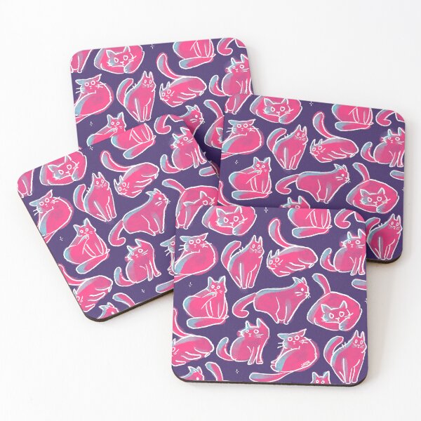 Item preview, Pink Watercolor Cat Pattern designed and sold by jastinamor.