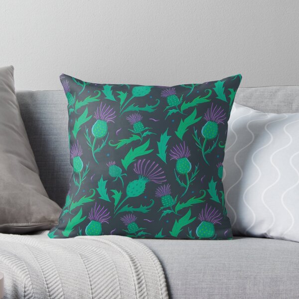 Scottish Highland Fling Thistles Throw Pillow