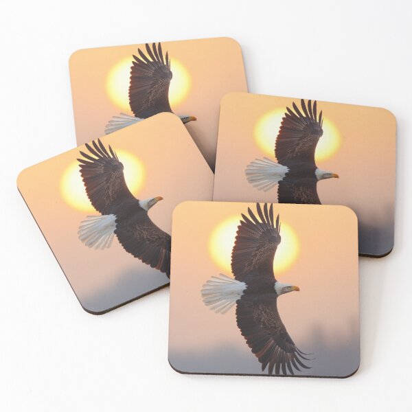 Item preview, A bald eagle is soaring high above a deep canyon at sunrise designed and sold by bAIryBarn.