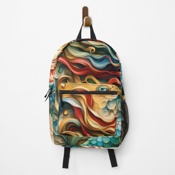 Item preview, A stone image of blue, red, yellow and green colored stones of a mermaid on the wall of a wax mural. designed and sold by medo306090.