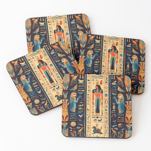 Item preview, Trendy Vibrant Egyptian Hieroglyphic Textile Art – Colorful Ancient Symbols in Modern Design designed and sold by R31bN.
