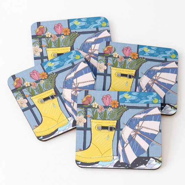 Item preview, rain boots and flowers designed and sold by DejaDoodlesArt.