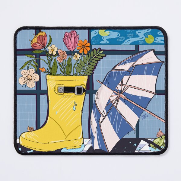 Item preview, rain boots and flowers designed and sold by DejaDoodlesArt.