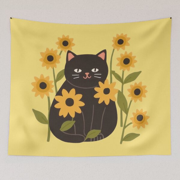 Item preview, Cute funny chubby kitty rummaging among the sunflowers. designed and sold by SaraSumi.