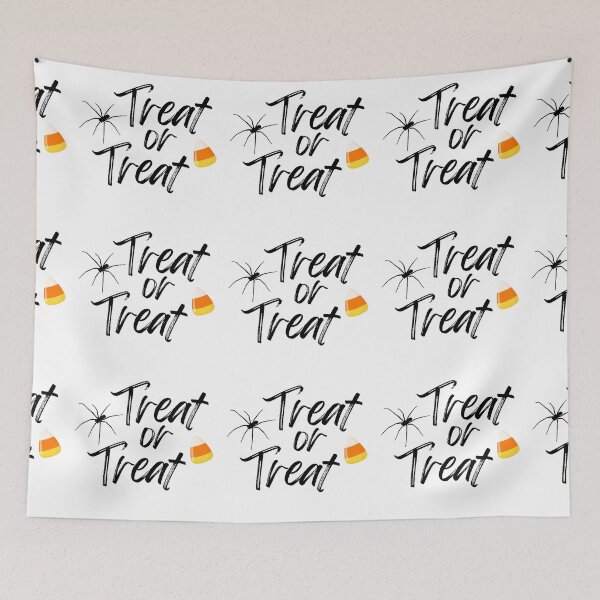 Item preview, Halloween inspired quote treat or treat white background designed and sold by ReynoldsFun.