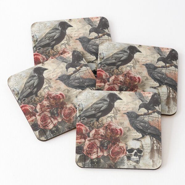 Item preview, Gothic Crows, Rose, Skulls Collage Grunge Romantic designed and sold by lunaelizabeth.