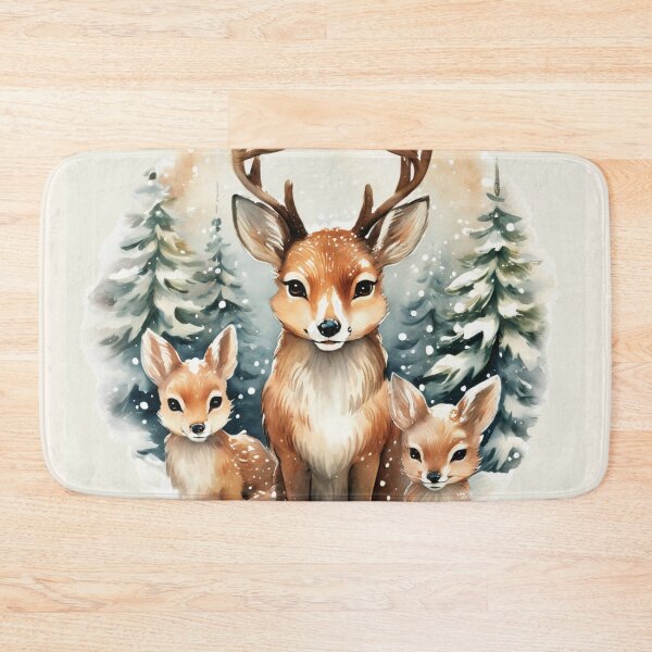 Item preview, Christmas Wildlife Art and Winter Woodland Deer and Fawn designed and sold by BirdsnStuff.