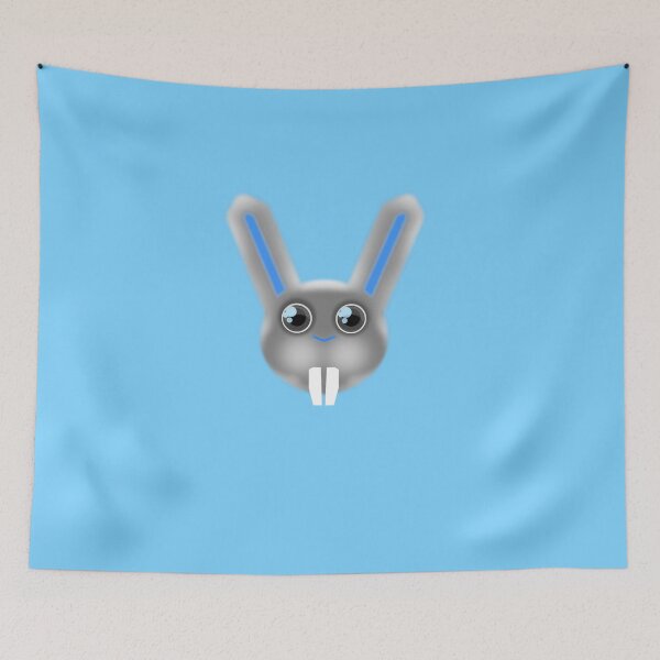 Item preview, Supercute Fluffy bunny rabbit babyblue background designed and sold by M-Lorentsson.