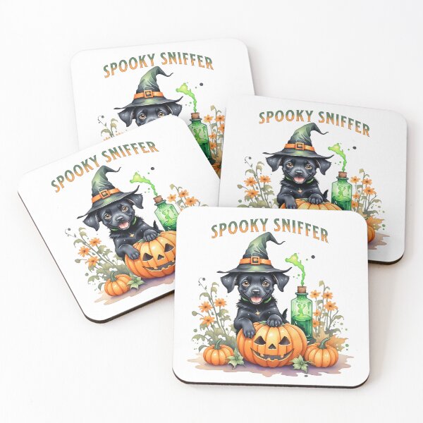 Item preview, Spooky Sniffer Halloween Puppy Dog with Pumpkins designed and sold by CraftyAnimal.