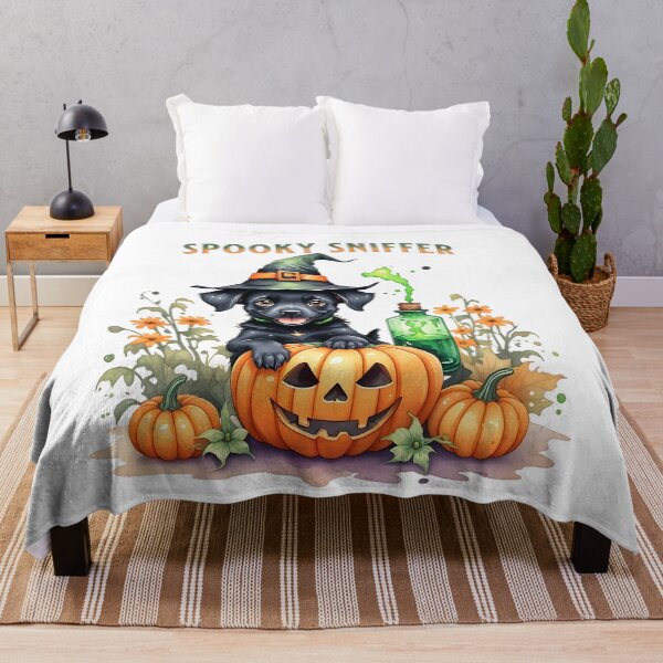 Item preview, Spooky Sniffer Halloween Puppy Dog with Pumpkins designed and sold by CraftyAnimal.