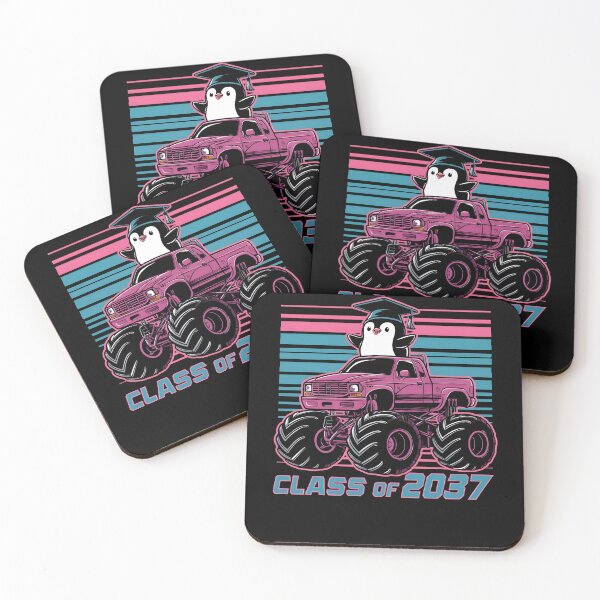Item preview, Class of 2037 Penguin Riding Monster truck Retro Graduation designed and sold by MTRBSK11.