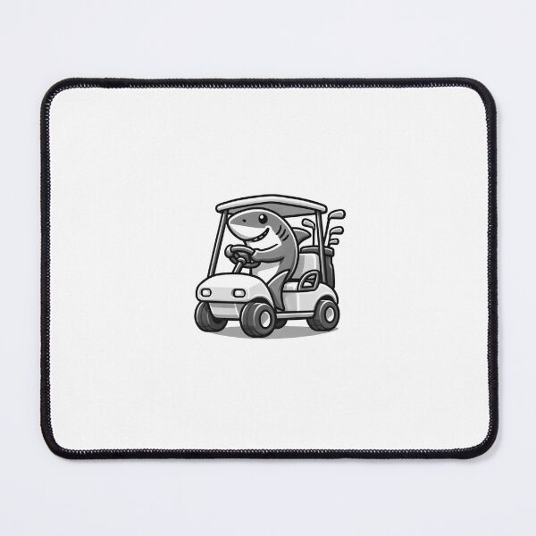 Item preview, Black and White Shark Driving Golf Cart Sticker | Minimalist Golfing Shark Art designed and sold by popculture by Christian.