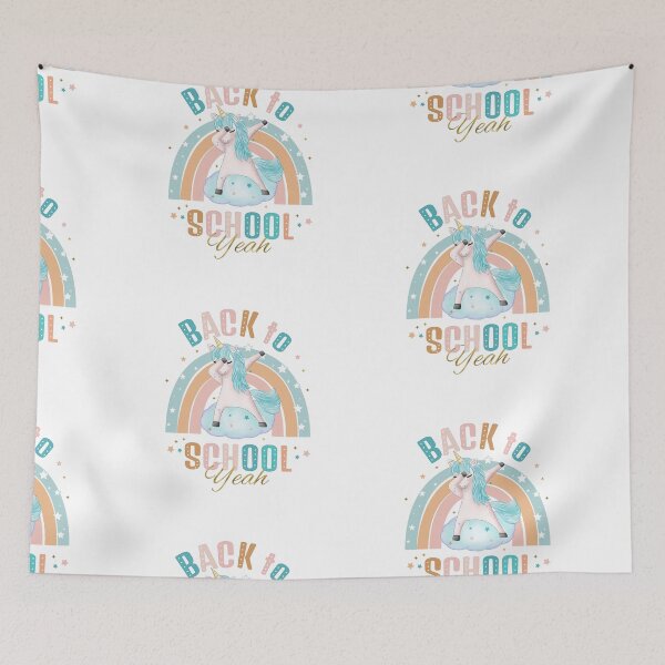 Item preview, Back to School Schoolchildren in class Back after the school holidays Unicorn Rainbow designed and sold by Sandra Brezina.