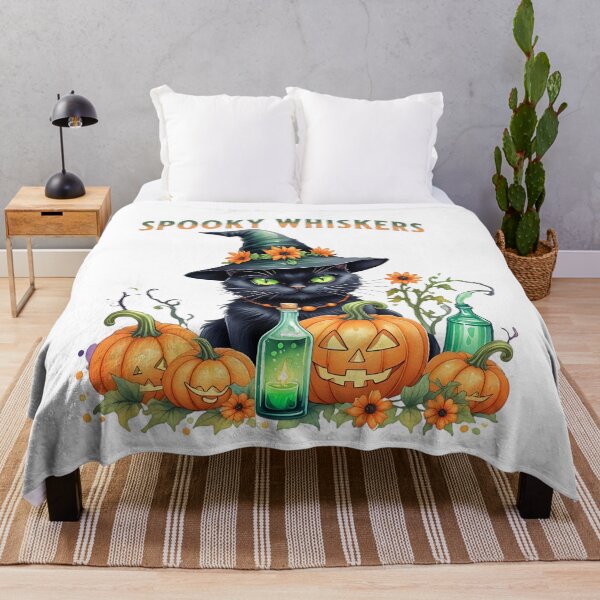 Item preview, Spooky Whiskers Halloween Cat Kitty with Pumpkins designed and sold by CraftyAnimal.