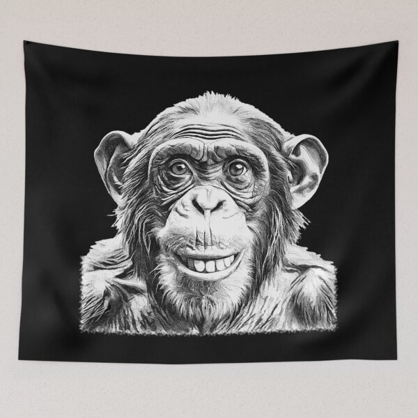 Item preview, Smiling Chimpanzee Art - Expressive Primate Drawing designed and sold by Michael van der Hoorn.